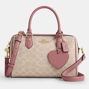 NWT Coach Rowan Satchel Bag In Signature Canvas With Heart Charm CDB21 🎀